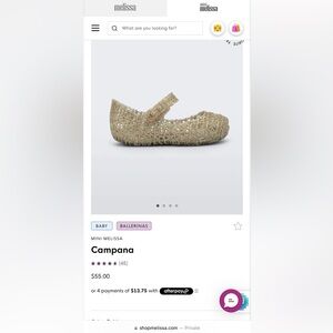 Like new toddler mini Melissa campana sandal, size 6, gold